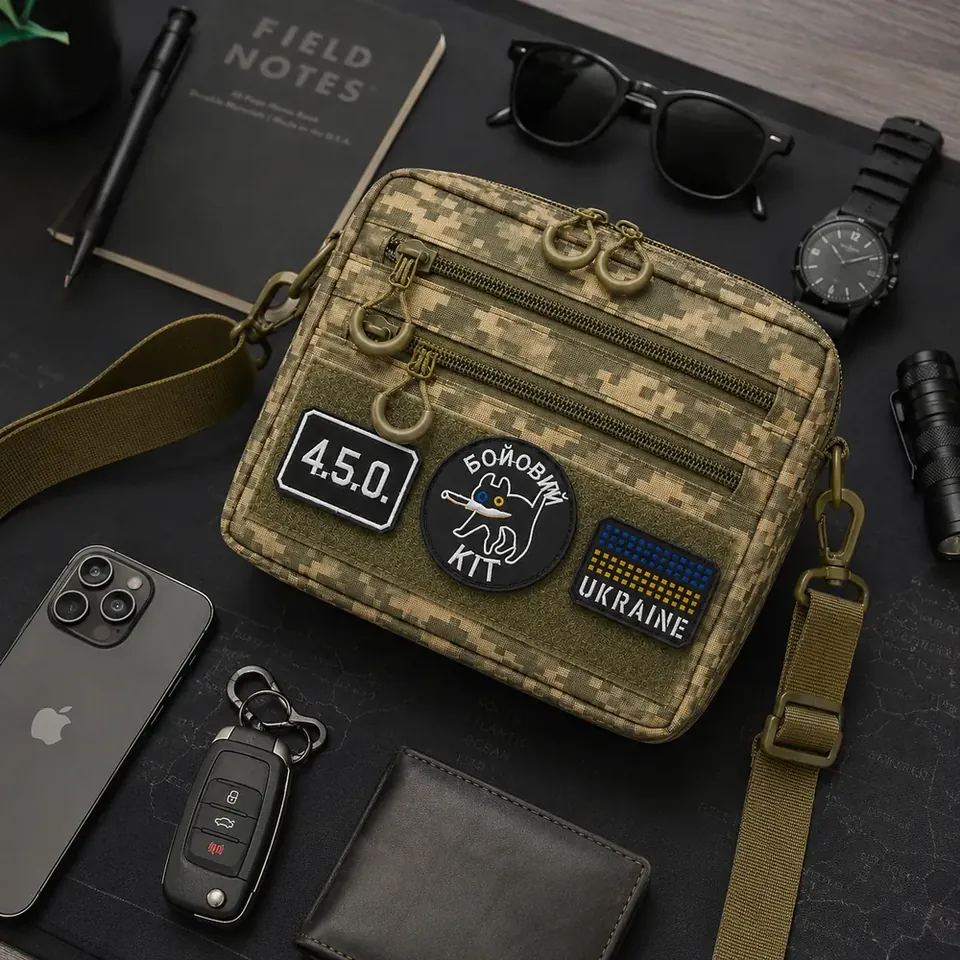 EDC-сумка піксель з шевронами й речами