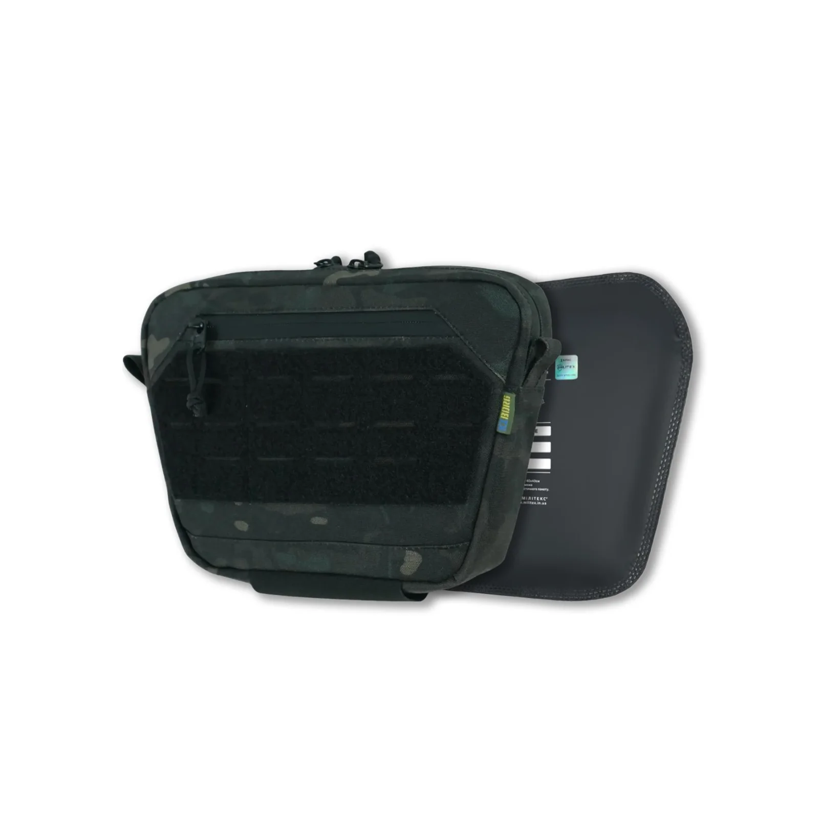 Сумка-напашник M Kiborg з балістичним пакетом 2 клас захисту PE Militex GU Сordura Black Multicam