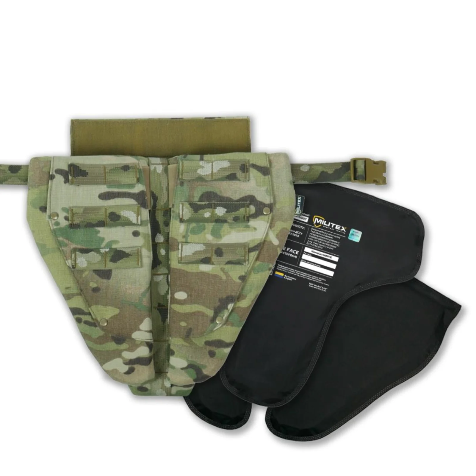 Потрійний захист паху/напашник з балістичним захистом 2 клас Militex CORDURA USA Мультикам