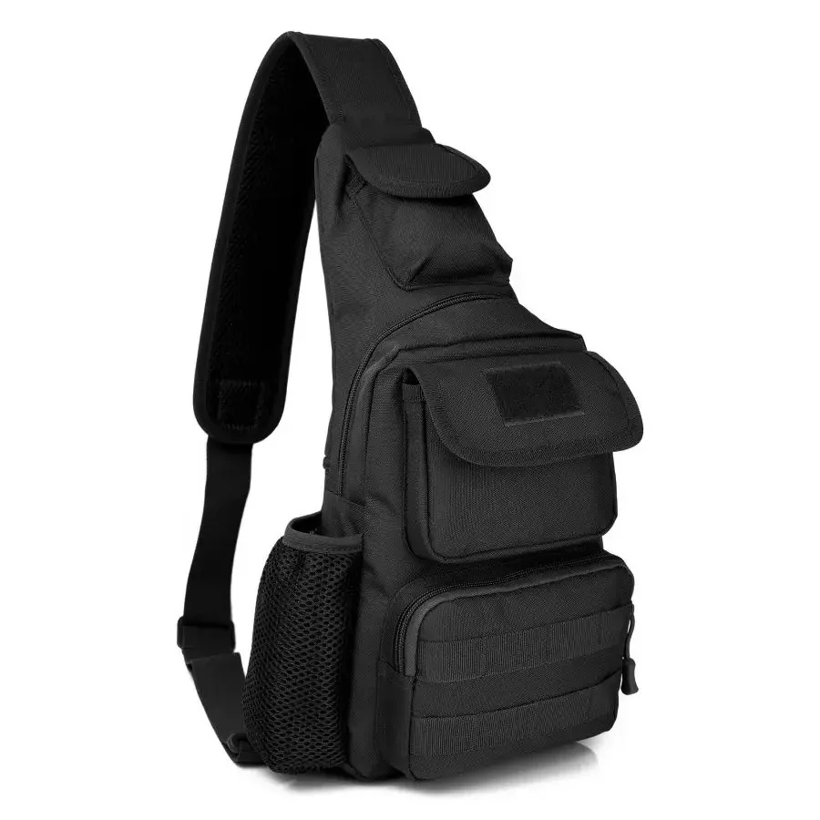 Чоловіча тактична сумка, велика укріплена сумка-слинг через плече чорна