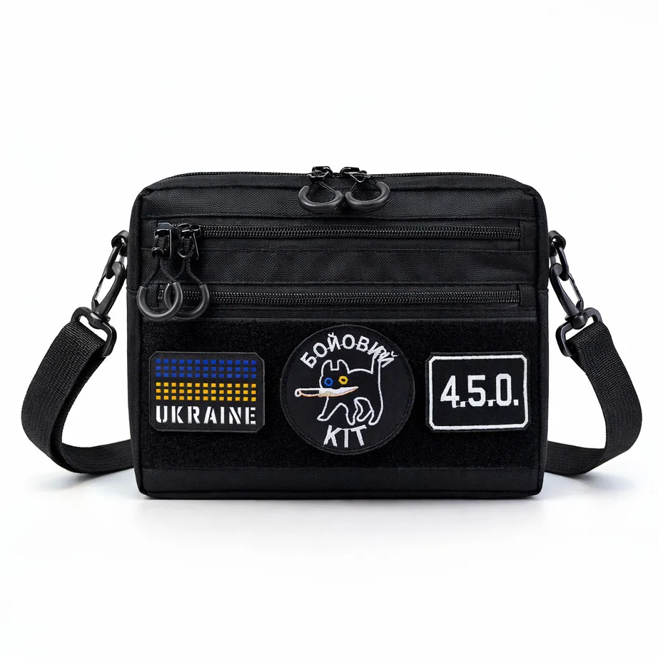 Тактична сумка для патчів Cordura 600D — 5 кишень, месенджер чорний з тканини