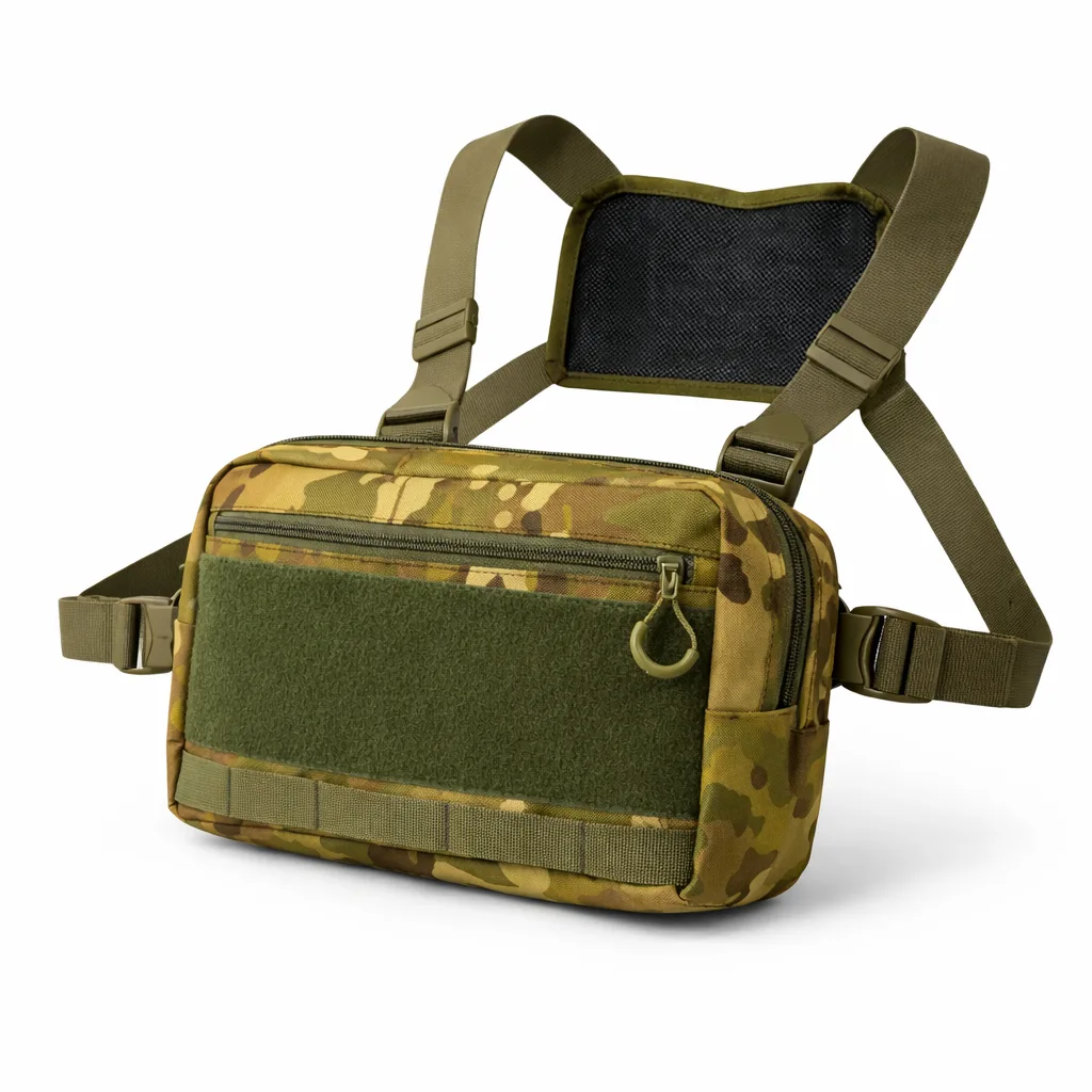 Тактична нагрудна сумка Multicam Cordura 1000D з MOLLE та панеллю для патчів, 5 кишень, 30×20×8 см