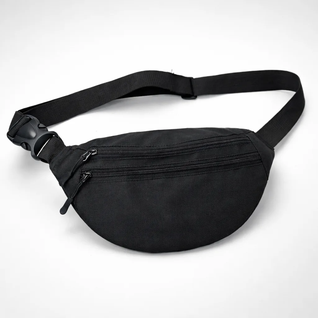 Чоловіча/жіноча бананка з Cordura 1000D, чорна, 3 відділення, водовідштовхувальна